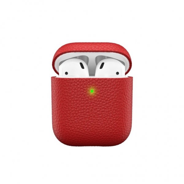 AirPods (1/2) Cover PodSkinz Ægte Læder Rød