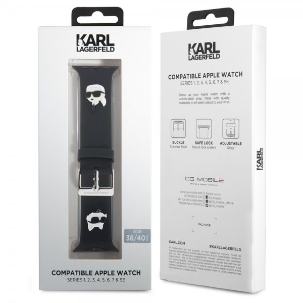 Apple Watch 38/40/41mm Armbånd Rubber NFT Karl & Choupette Sort