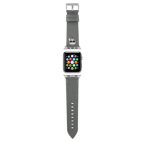 Apple Watch 42/44/45mm/Apple Watch Ultra Armbånd Saffiano Sølv