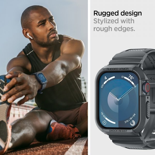 Apple Watch 44/45mm Armbånd og Case Rugged Armor Pro Dark Gray