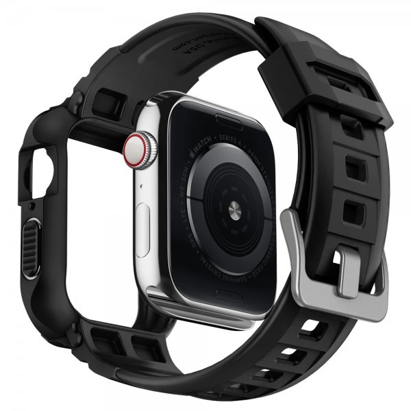 Apple Watch 44/45mm Cover Armbånd Rugged Armor Pro Sort