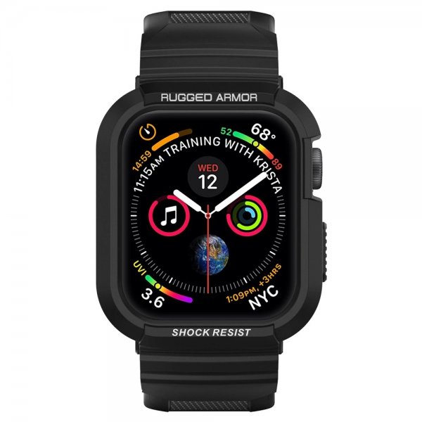 Apple Watch 44/45mm Cover Armbånd Rugged Armor Pro Sort