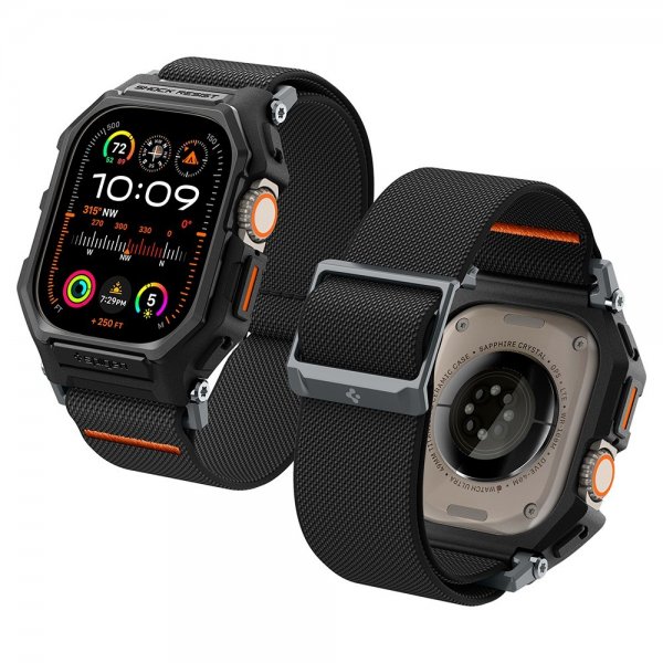 Apple Watch Ultra 1/2 49mm Armbånd og Case Lite Fit Pro Matte Black