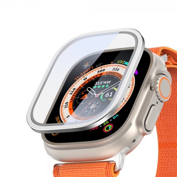 Apple Watch Ultra Skærmbeskytter Aluminium Hærdet glas Sølv
