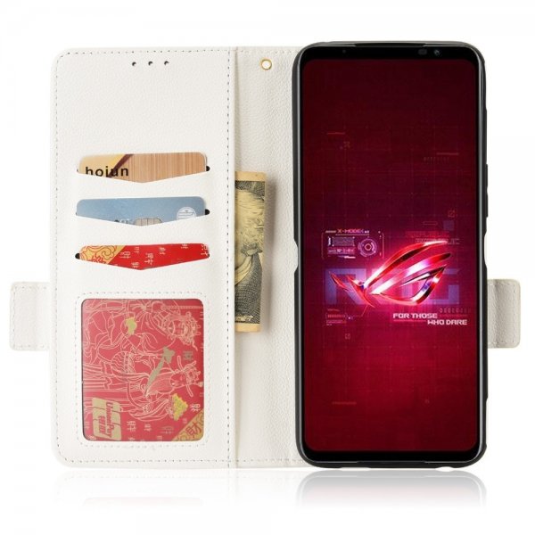Asus ROG Phone 6/ROG Phone 6 Pro Etui Litchi Hvit