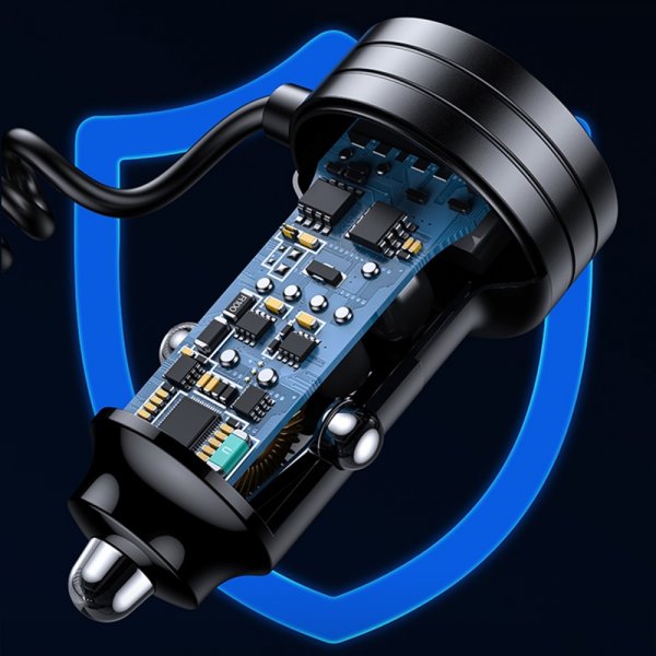 Biloplader 60W Car Charger with Spring Cable