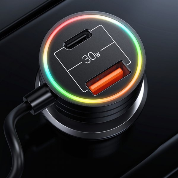 Biloplader 60W Car Charger with Spring Cable