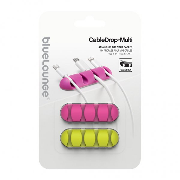 CableDrop Multi Självhäftande Sladdhållare 2 pack Flerfarvet