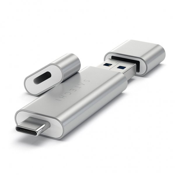 USB-C and USB3.0 Micro / SD card Aluminum Silver