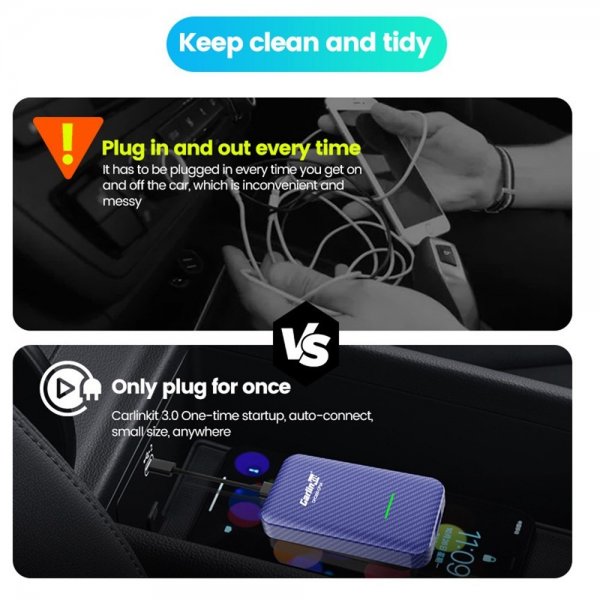 4.0 Apple Carplay/Android Auto Trådløs Adapter