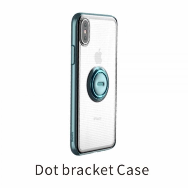 Dot Bracket Cover till iPhone Xr TPU Magnetisk Metalskiva Stativ Blå