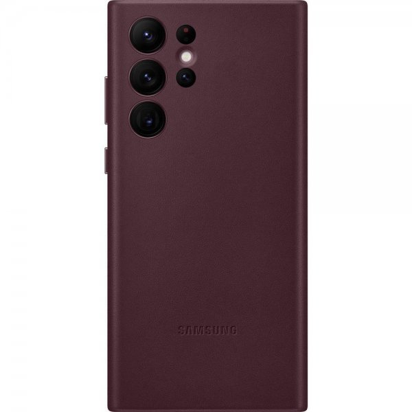 Original Galaxy S22 Ultra Cover Leather Cover Burgundy