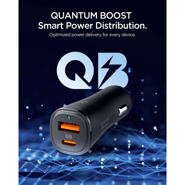 Essential Biloplader 48W 1xUSB-C 1xUSB-A Sort