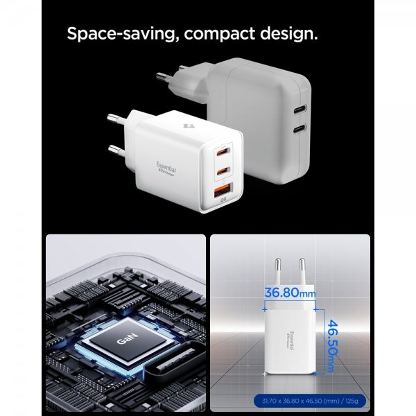 Essential Oplader 47W 2xUSB-C 1xUSB-A Hvid