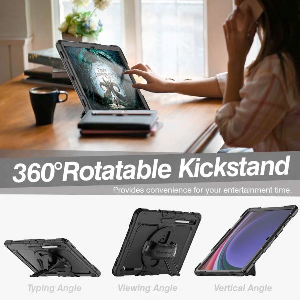 Samsung Galaxy Tab S9 Ultra Cover Rainproof Rugged Case Hand Strap Kickstand