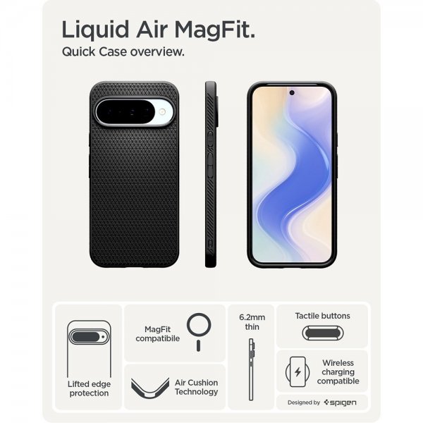Google Pixel 10/Pixel 10 Pro Cover Liquid Air MagFit Matte Black