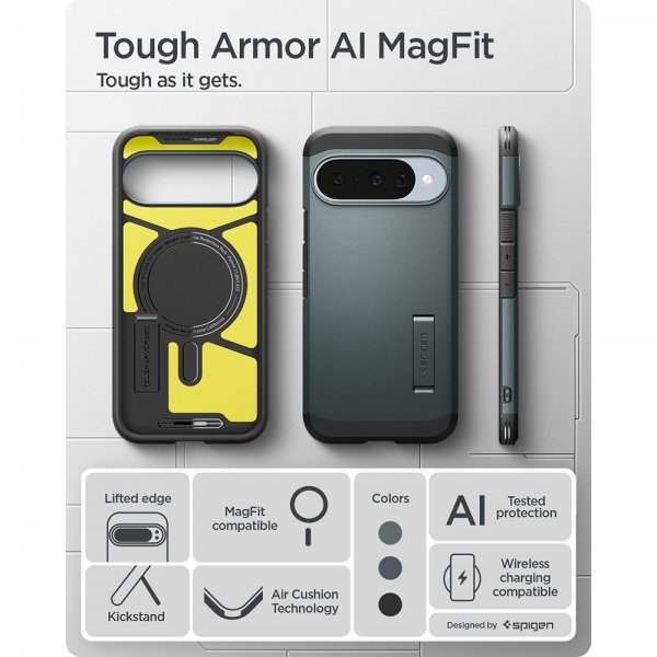 Google Pixel 10/Pixel 10 Pro Cover Tough Armor MagFit Abyss Green