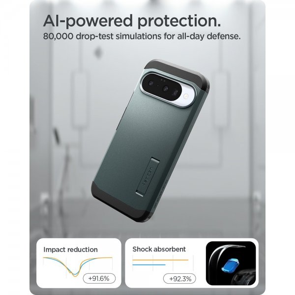 Google Pixel 10/Pixel 10 Pro Cover Tough Armor MagFit Abyss Green