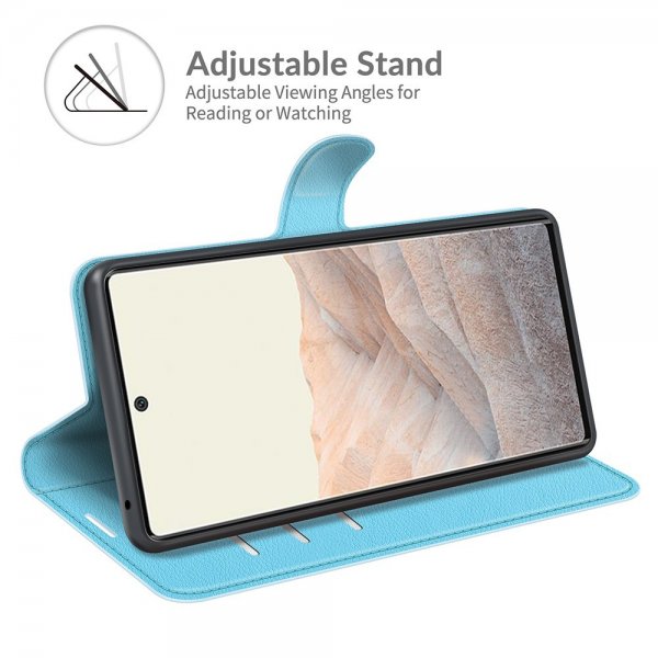 Google Pixel 6 Pro Etui Litchi Blå