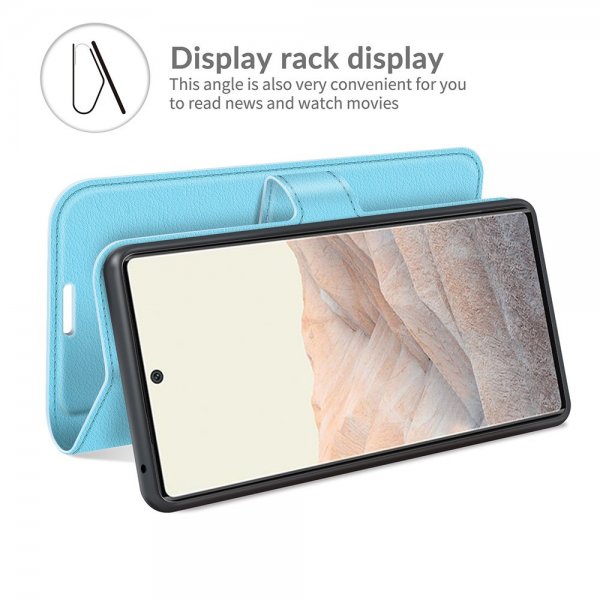 Google Pixel 6 Pro Etui Litchi Blå