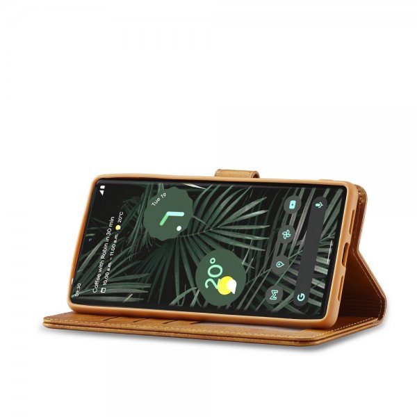 Google Pixel 6 Pro Etui med Kortholder Lysebrun