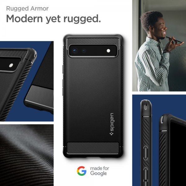 Google Pixel 6a Cover Rugged Armor Matte Black