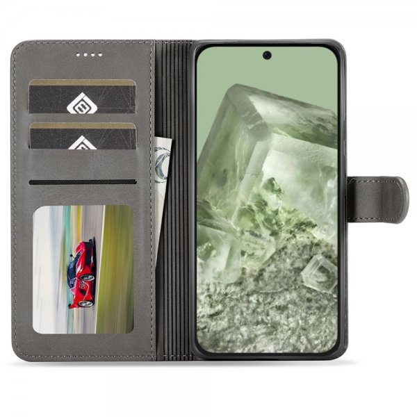 Google Pixel 8a Etui med Kortholder Stativfunktion Grå