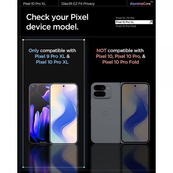 Google Pixel 9 Pro XL/Pixel 10 Pro XL Skærmbeskytter GLAS.tR EZ Fit Privacy 2-pak