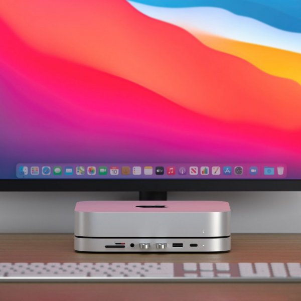 Type-C Aluminum Stand & Hub for Mac Mini Sølv