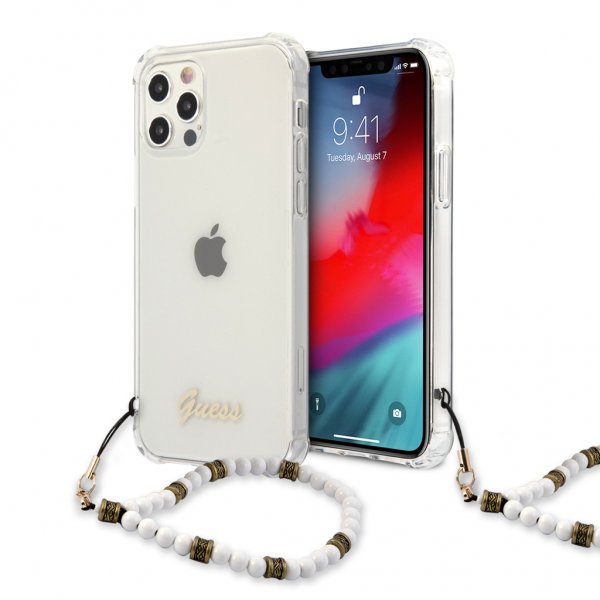 iPhone 12 Pro Max Cover Script & Pearls Hvid Klar