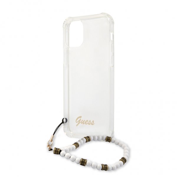 iPhone 12 Pro Max Cover Script & Pearls Hvid Klar