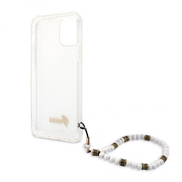 iPhone 12 Pro Max Cover Script & Pearls Hvid Klar