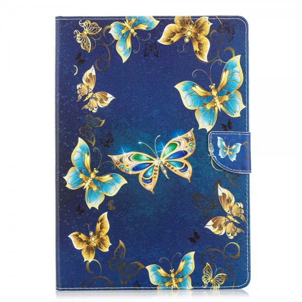 Huawei MediaPad T3 10 Etui Motiv Guld och Blå Fjärilar