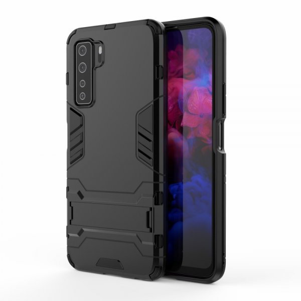 Huawei P40 Lite 5G Cover Armor Stativfunksjon Sort