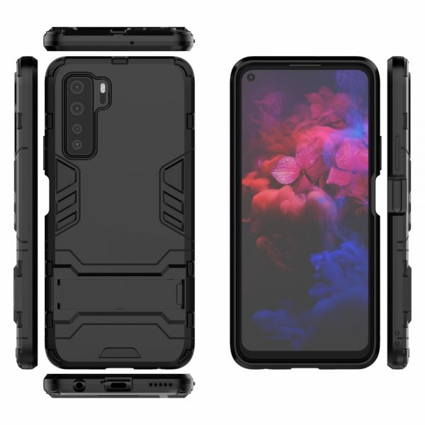 Huawei P40 Lite 5G Cover Armor Stativfunksjon Sort