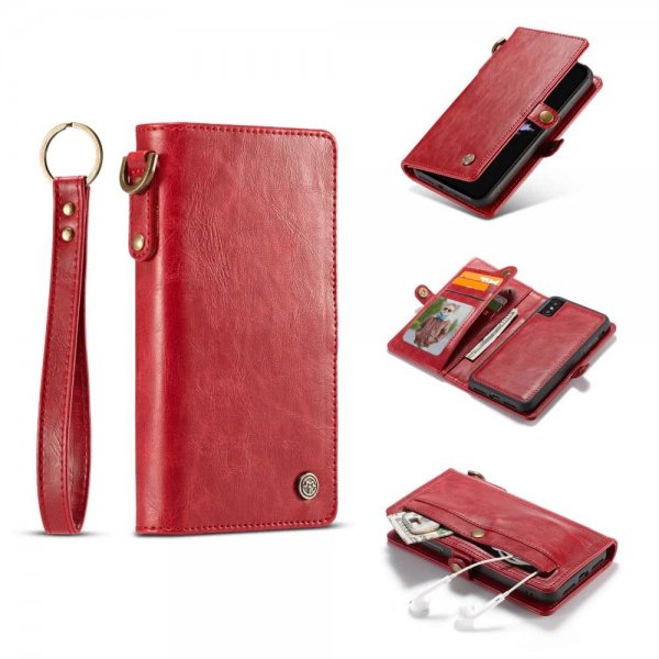 iPhone X/Xs Plånboksetui Qin Series Löstagbart Cover Rød