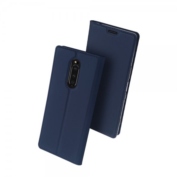 Sony Xperia 1 Fodral Skin Pro Series Kortfack PU-läder Mörkblå