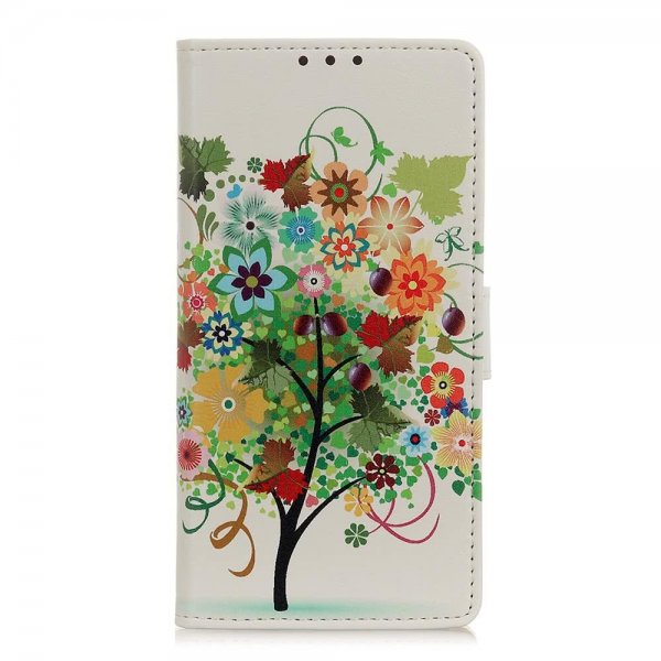 Samsung Galaxy A20E Plånboksetui PU-læder Motiv Træd med Blommor