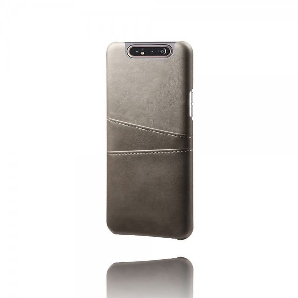 Samsung Galaxy A80 Cover Kortholder PU-læder Grå