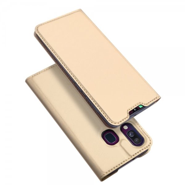 Samsung Galaxy A40 Etui Skin Pro Series Kortholder PU-læder Guld