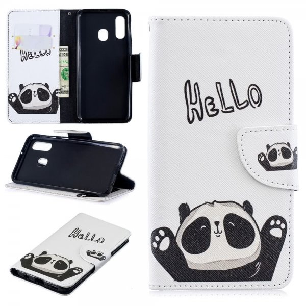 Samsung Galaxy A40 Plånboksetui PU-læder Motiv Hello Panda