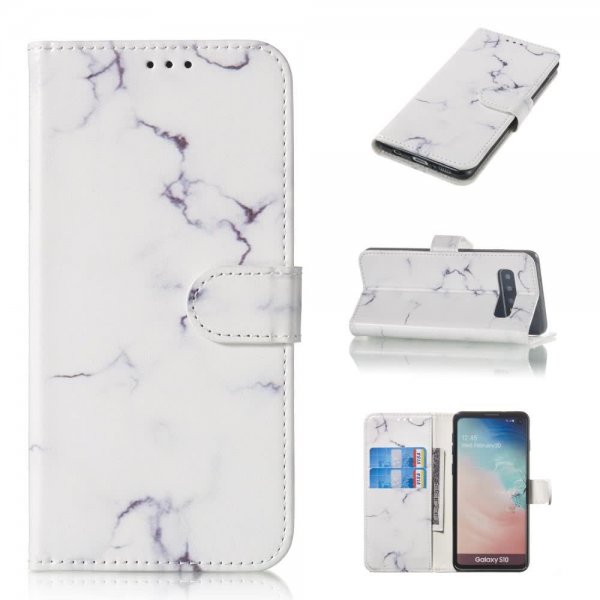 Samsung Galaxy S10 Plånboksetui Kortholder Motiv Hvid Marmor