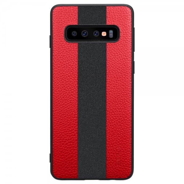 Samsung Galaxy S10 Plus Skal Litchi PU-läder TPU Röd