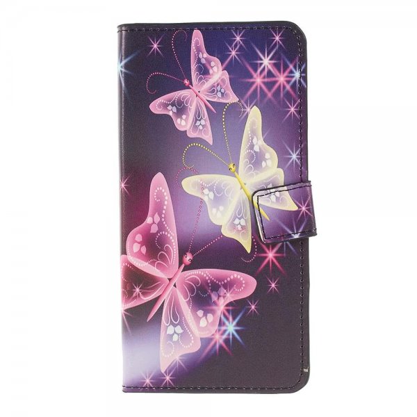 Samsung Galaxy A50 Plånboksetui PU-læder Motiv Glittriga Fjärilar