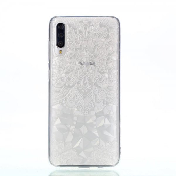 Samsung Galaxy A50 Cover TPU Motiv Hvidt LaceMønster
