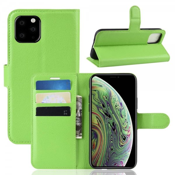iPhone 11 Pro Plånboksetui Litchi Kortholder Grøn