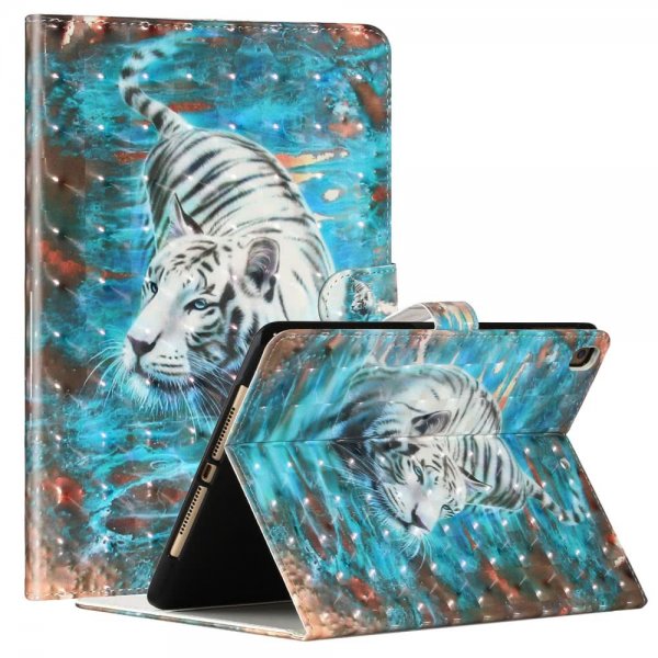 iPad 10.2 Etui Motiv Hvid Tiger