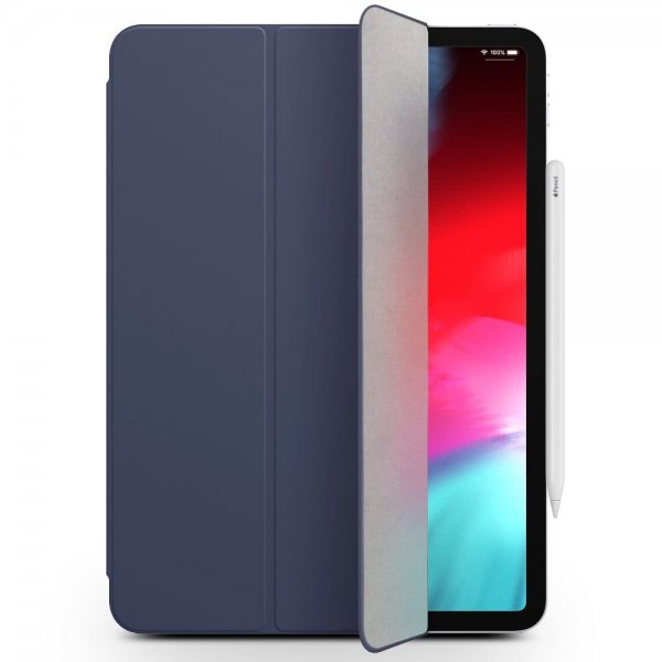 iPad Pro 12.9 2018 Smart Etui Magnetfäste Tri-Fold PU-læder Blå