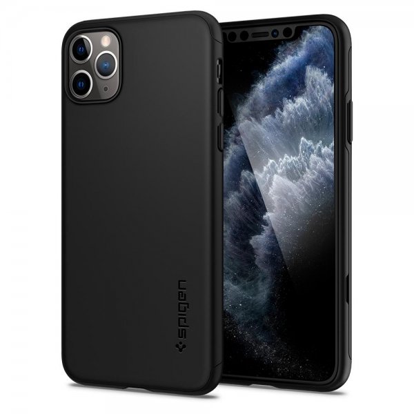 iPhone 11 Pro Max Cover med Skærmbeskytter Thin Fit 360 Sort