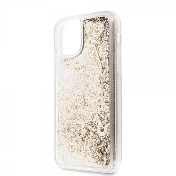 iPhone 11 Pro Cover Glitter Hearts Guld